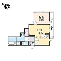 京阪宇治線 六地蔵駅 徒歩2分の賃貸アパート 3階1LDKの間取り