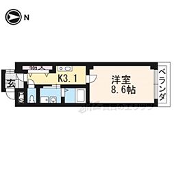 ドムスタレイア 3階1Kの間取り