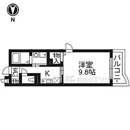 ランデュール岩崎 3階1Kの間取り