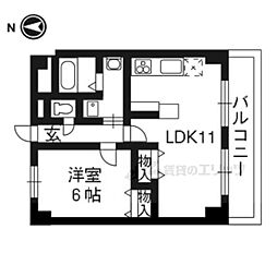 近鉄京都線 竹田駅 徒歩15分の賃貸マンション 3階1LDKの間取り