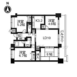 東急ドエルアルス伏見深草206 2階4LDKの間取り