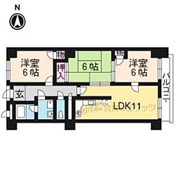 アーチスト島田 1階3LDKの間取り