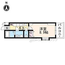 メゾン・ノーブル 6階1Kの間取り