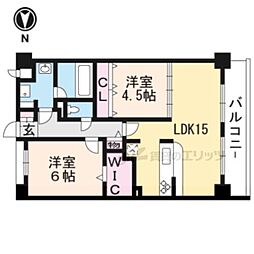 グローリードミール天神 2階2LDKの間取り