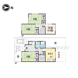 京都地下鉄東西線 小野駅 徒歩12分の賃貸一戸建て 1階4DKの間取り