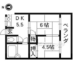 グランブルー宇治 2DKの間取図画像