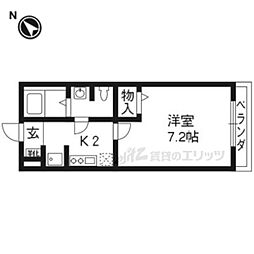 ワームフロントわかわし 1Kの間取図画像