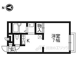 レオパレス下狛 1Kの間取図画像