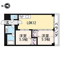 第2長栄マンション 2LDKの間取図画像