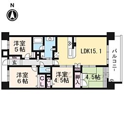 プレサンスレジェンド六地蔵 4LDKの間取図画像