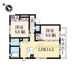 ラフィネ梅美台A 2LDKの間取図画像