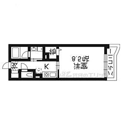 グランベイベリー 1Kの間取図画像