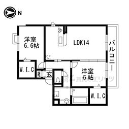ライトハウス西野 2LDKの間取図画像