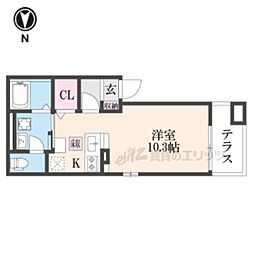 リベルテ祥豊 ワンルームの間取図画像