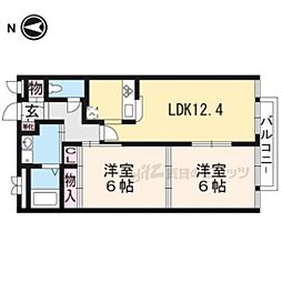 デファーンドル長岡京 2LDKの間取図画像