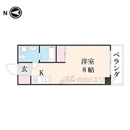 ローサオルデン 1Kの間取図画像