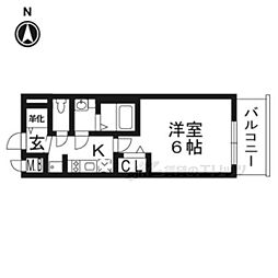 プレサンスTHEKYOTO彩美 1Kの間取図画像