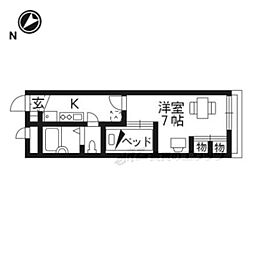 レオパレスグランディール 1Kの間取図画像