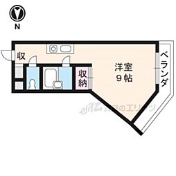 ノアーズアーク観月橋 1Kの間取図画像