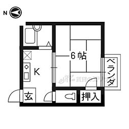 エラン丹波橋 1Kの間取図画像