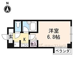 エリッツナイン 1Kの間取図画像