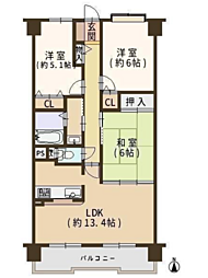 チサンマンション松原 404 3LDKの間取り