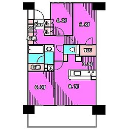 京急シティ多摩川 3LDKの間取図画像