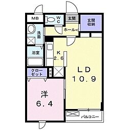エレガント菅原 1LDKの間取図画像