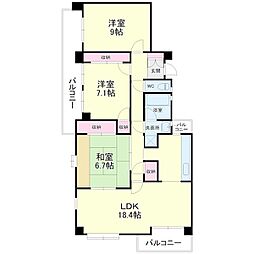 佐鳴湖パークタウン12号棟 3LDKの間取図画像