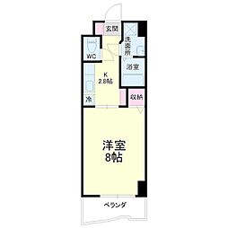 アップル第7マンション 1Kの間取図画像