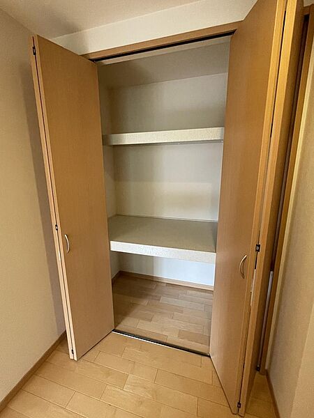 2階廊下収納。本物件は収納が多数あり、室内をスッキリ見せることが可能です！