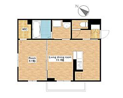 JR東海道・山陽本線 近江八幡駅 徒歩14分の賃貸アパート 2階1LDKの間取り