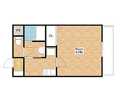 JR東海道・山陽本線 野洲駅 徒歩7分の賃貸マンション 2階1Kの間取り
