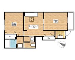 JR東海道・山陽本線 安土駅 徒歩6分の賃貸アパート 1階2DKの間取り