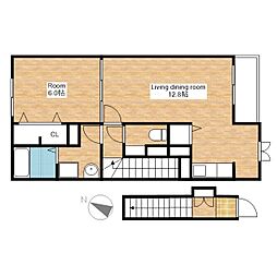 JR東海道・山陽本線 安土駅 徒歩14分の賃貸アパート 2階1LDKの間取り