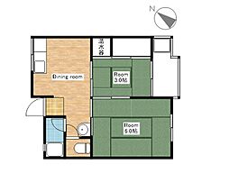 JR東海道・山陽本線 近江八幡駅 徒歩18分の賃貸マンション 3階2DKの間取り