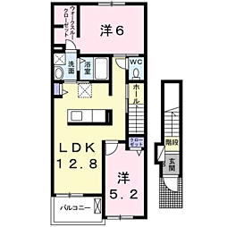 ルピコン　中小森 2階2LDKの間取り