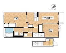 JR東海道・山陽本線 近江八幡駅 徒歩7分の賃貸アパート 2階2LDKの間取り
