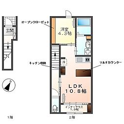 東近江市小脇町アパート 1LDKの間取図画像