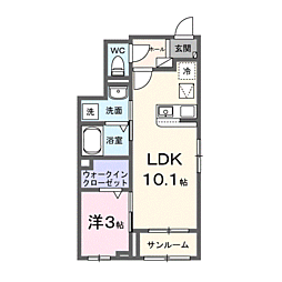 フレッシュハウス3 1LDKの間取図画像