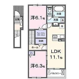 フレッシュハウス2 2LDKの間取図画像
