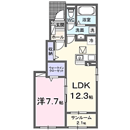 フレッシュハウス2 1LDKの間取図画像