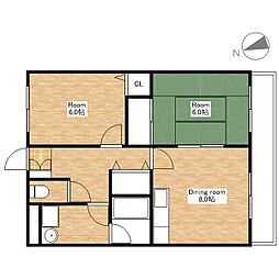SKマンション21 2DKの間取図画像