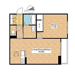 東近江市佐野町アパート 1LDKの間取図画像