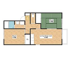 JR東海道・山陽本線 野洲駅 徒歩13分の賃貸アパート 1階2LDKの間取り