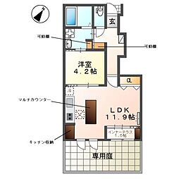 Woodstock Nest 1階1LDKの間取り