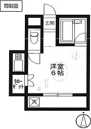 大崎エムハイム 2階ワンルームの間取り