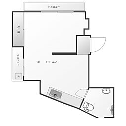 宏和マンション ワンルームの間取図画像