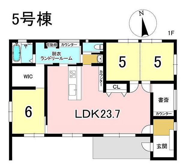 5号棟　2LDK+S　土地面積196.20m2　建物面積95.85m2
