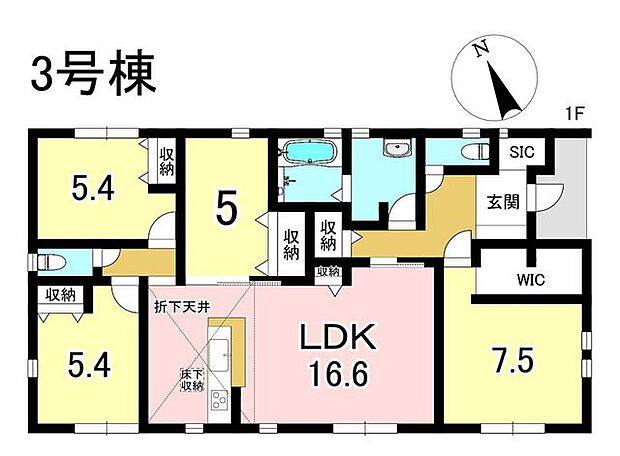3号棟　4LDK+S　土地面積306.99m2　建物面積96.06m2